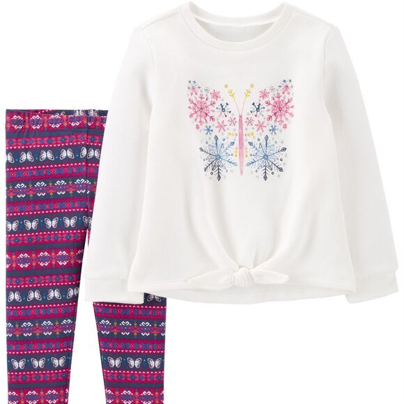 Carter's Lightweight Fleece Snowflake Butterfly Fair Isle Two Piece Set - Picture 1 of 6